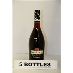 5 BOTTLES OF MOGEN DAVID CONCORD RED WINE
