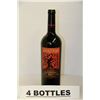 Image 1 : 4 BOTTLES OF GNARLY HEAD AUTHENTIC RED WINE 2012