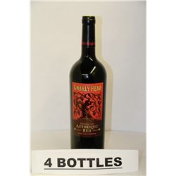 4 BOTTLES OF GNARLY HEAD AUTHENTIC RED WINE 2012