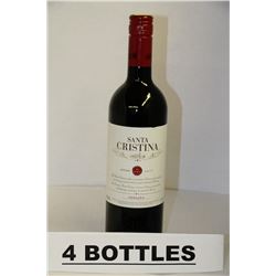 4 BOTTLES OF SANTA CRISTINA TOSCANA RED WINE