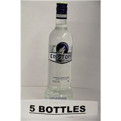 5 BOTTLES OF ERISTOFF PREMIUM VODKA