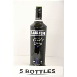 5 BOTTLES OF SMIRNOFF DOUBLE BLACK VODKA