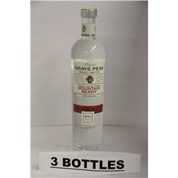 3 BOTTLES OF GRAYS PEACK MOUNTAIN BERRY VODKA
