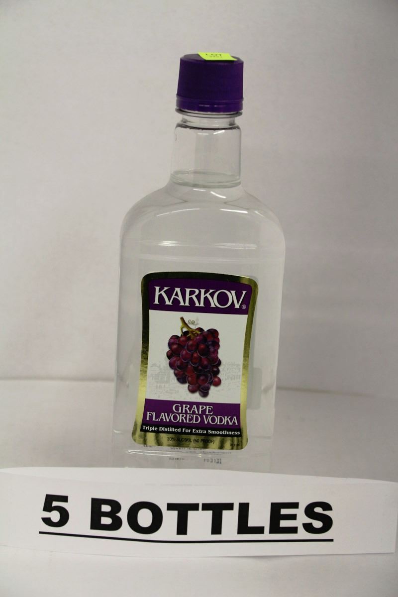 5 BOTTLES OF KARKOV GRAPE FLAVOURED VODKA