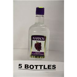 5 BOTTLES OF KARKOV GRAPE FLAVOURED VODKA