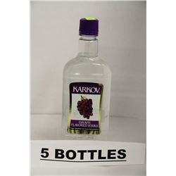5 BOTTLES OF KARKOV GRAPE FLAVOURED VODKA