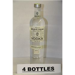 4 BOTTLES OF GRAYS PEAK VODKA DISTILLED 5 TIMES