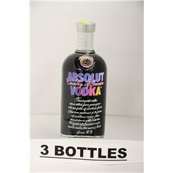 3 BOTTLES OF ABSOLUT VODKA