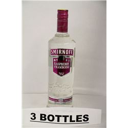 3 BOTTLES OF RASPBERRY SMIRNOFF VODKA
