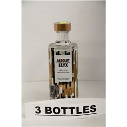 3 BOTTLES OF ABSOLUT ELYX SINGLE ESTATE