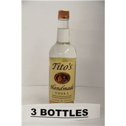 3 BOTTLES OF TITO'S HANDMADE VODKA