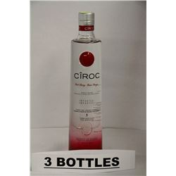 3 BOTTLES OF CIROC RED BERRY SPIRIT DRINK