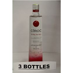 3 BOTTLES OF CIROC RED BERRY SPIRIT DRINK
