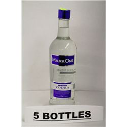 5 BOTTLES OF MARK ONE ULTRA PREMIUM VODKA