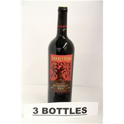 3 BOTTLES OF GNARLY HEAD AUTHENTIC RED 2012