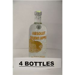 4 BOTTLES OF ABSOLUT ORIENT APPLE VODKA
