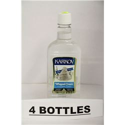 4 BOTTLES OF KARKOV WHIPPED CREAM FLAVOUR VODKA