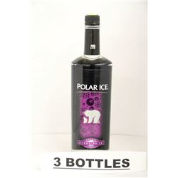 3 BOTTLES OF POLAR ICE BERRY VODKA