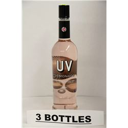 3 BOTTLES OF UV PINK LEMONADE FLAVORED VODKA