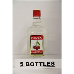 5 BOTTLES OF KARKOV CHERRY FLAVORED VODKA