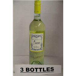 3 BOTTLES OF CUPCAKE PINOT GRIGIO WHITE WINE