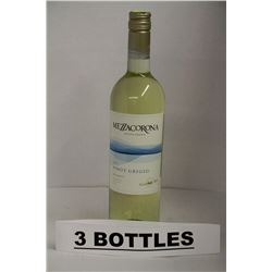 3 BOTTLES OF MEZZACORONA PINOT GRIGIO WHITE WINE