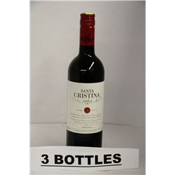 3 BOTTLES OF SANTA CRISTINA TOSCANA 2013 RED WINE