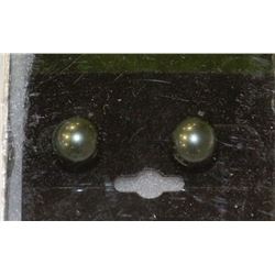 BLACK SEA SHELL PEARL EARRINGS, 10MM