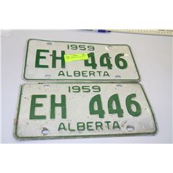 PAIR OF ALBERTA 1959 ALBERTA PLATES