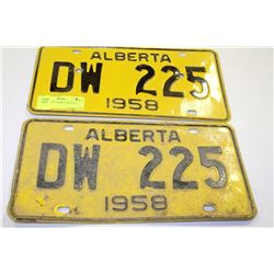 PAIR OF 1958 ALBERTA PLATES