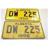 Image 1 : PAIR OF 1958 ALBERTA PLATES