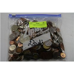 BAG OF MISC. CANADIAN&WORLD COINS