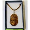 Image 1 : HAND CARVED RUNNIBG RABBIT TIGERS EYE PENDANT