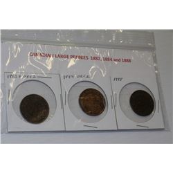 LOT OF 3 LARGE CNADIAN PENNIES