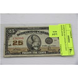DOMINION OF CANADA 25 CENT SHINPLASTER