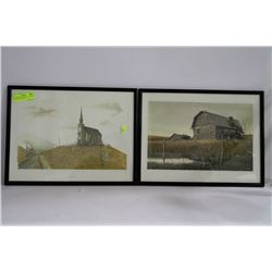 PAIR OF SIGNED PRINTS - LEN GIBBS & RONALD WOODALL