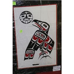 ESTATE- "EAGLE + MOON" - MATTED, NATIVE ART