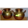 Image 1 : PAIR OF COPPER & BRASS URNS - 9" DIAMETER