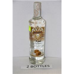TWO 750ML BOTTLES OF SMIRNOFF CARAMEL VODKA 30%