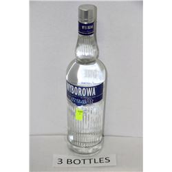 THREE 750ML BOTTLES OF WYBOROWA VODKA 40%
