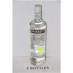 THREE 750ML BOTTLES OF SMIRNOFF COCONUT VODKA 35%