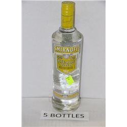 FIVE 750ML BOTTLES OF PINEAPPLE VODKA 35%