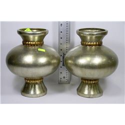 PAIR OF VASES - SILVER LEAF FINISH