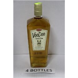 FOUR 750ML BOTTLES OF VOODOO SPICED RUM 35%