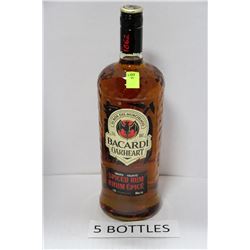 FIVE 1.14L BOTTLES BACARDI OAKHEART SPICED RUM 35%