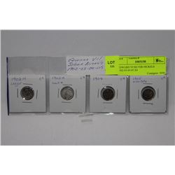 EDWARD VI SILVER NICKELS 1902-03-04-05 X4