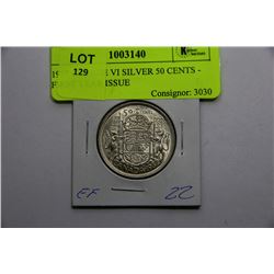 1937 GEORGE VI SILVER 50 CENTS - FIRST YEAR ISSUE