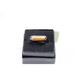 MENS RECTANGLE CUT TIGERS EYE RING SIZE 6.5