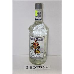 THREE 1.14L BOTTLES CAPTAIN MORGANS WHITE RUM 40%