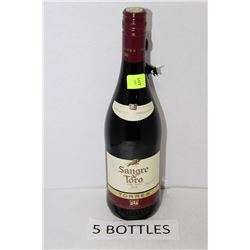FIVE 750ML BOTTLES SANGRE DE TORO 2012 RED WINE
